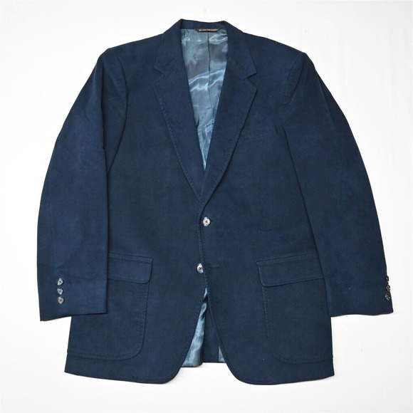 Vtg Royal Guild 40S Navy Blue Sueded Slim Mens Sport Coat Blazer‎ Suit Jacket - Picture 1 of 12